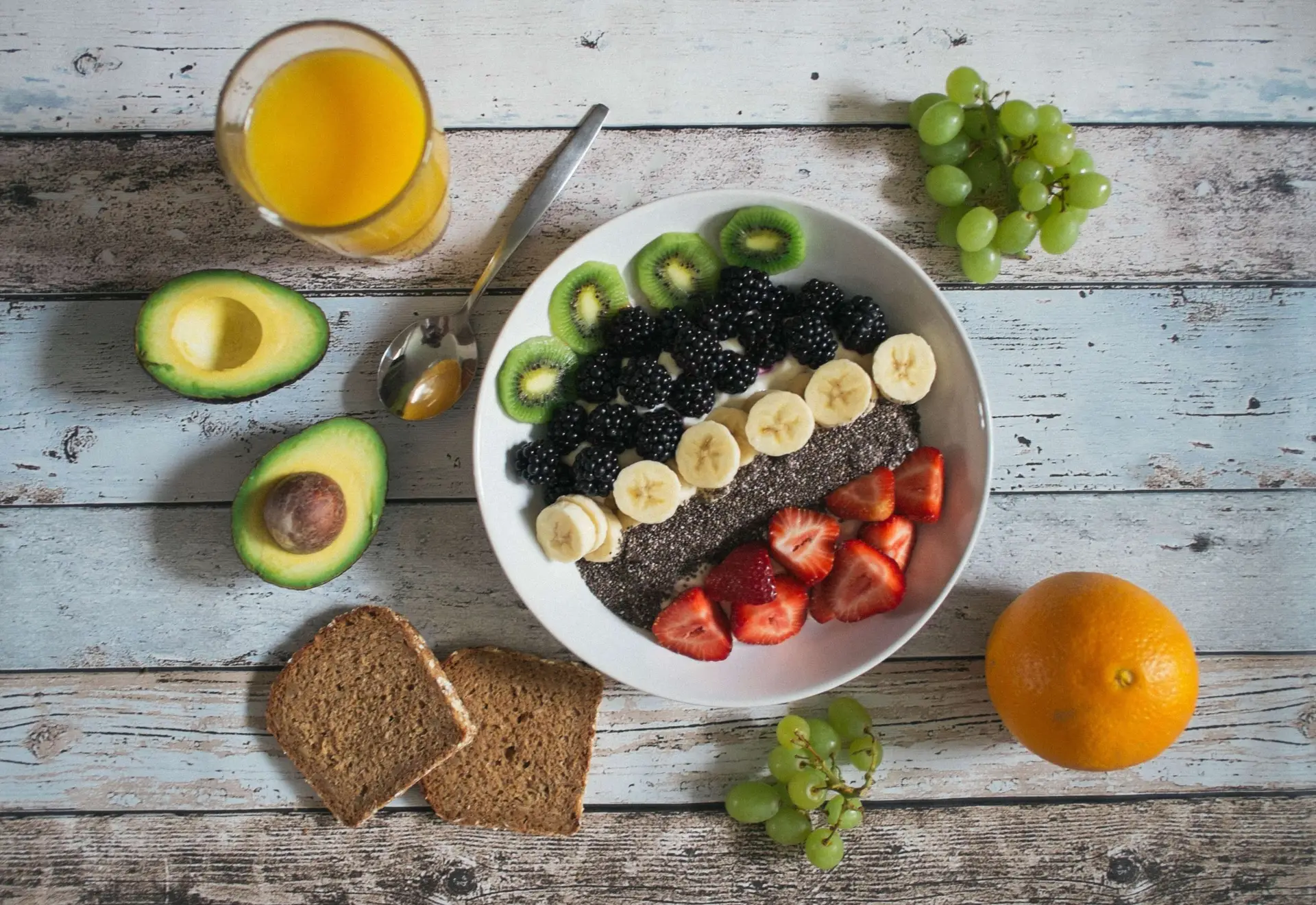 healthy breakfast with orange juice