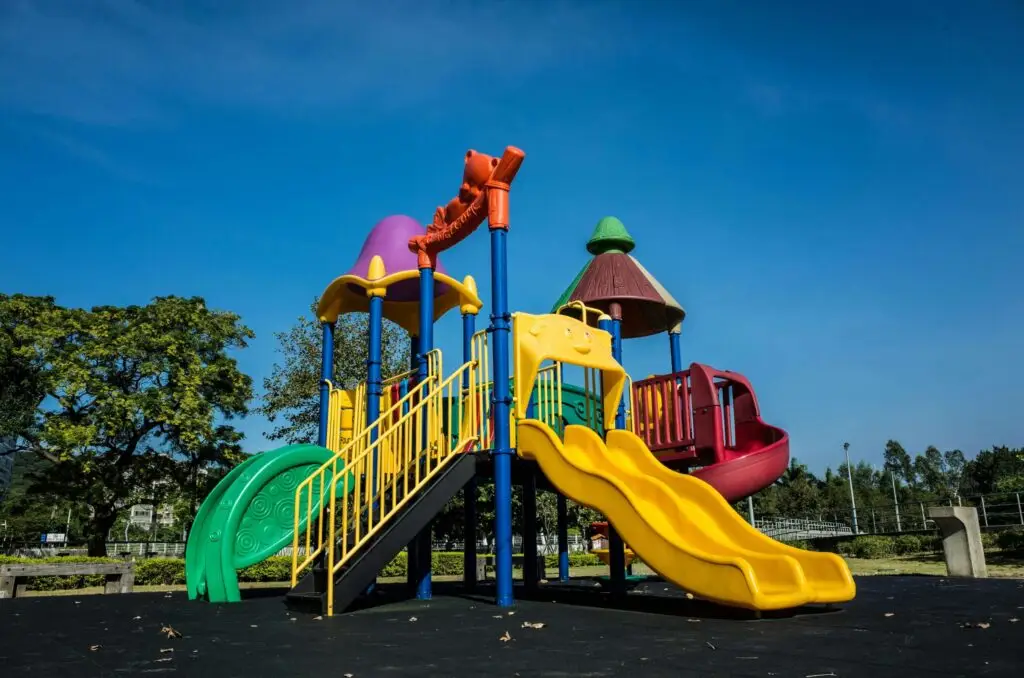 colorful playground with slides