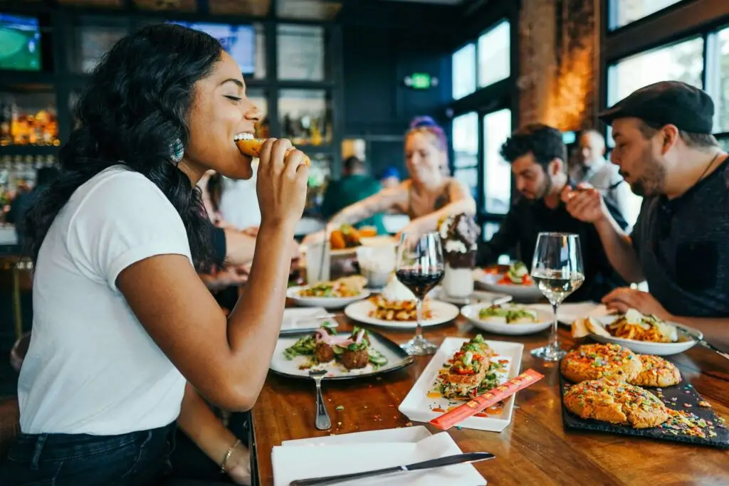 woman enjoying lunch with friends