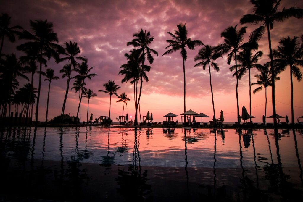 summer night at a resort