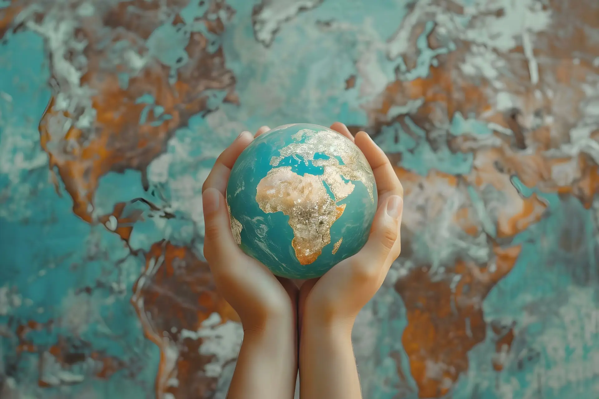 person holding a little world