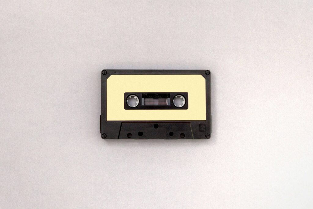 white and black cassette tape