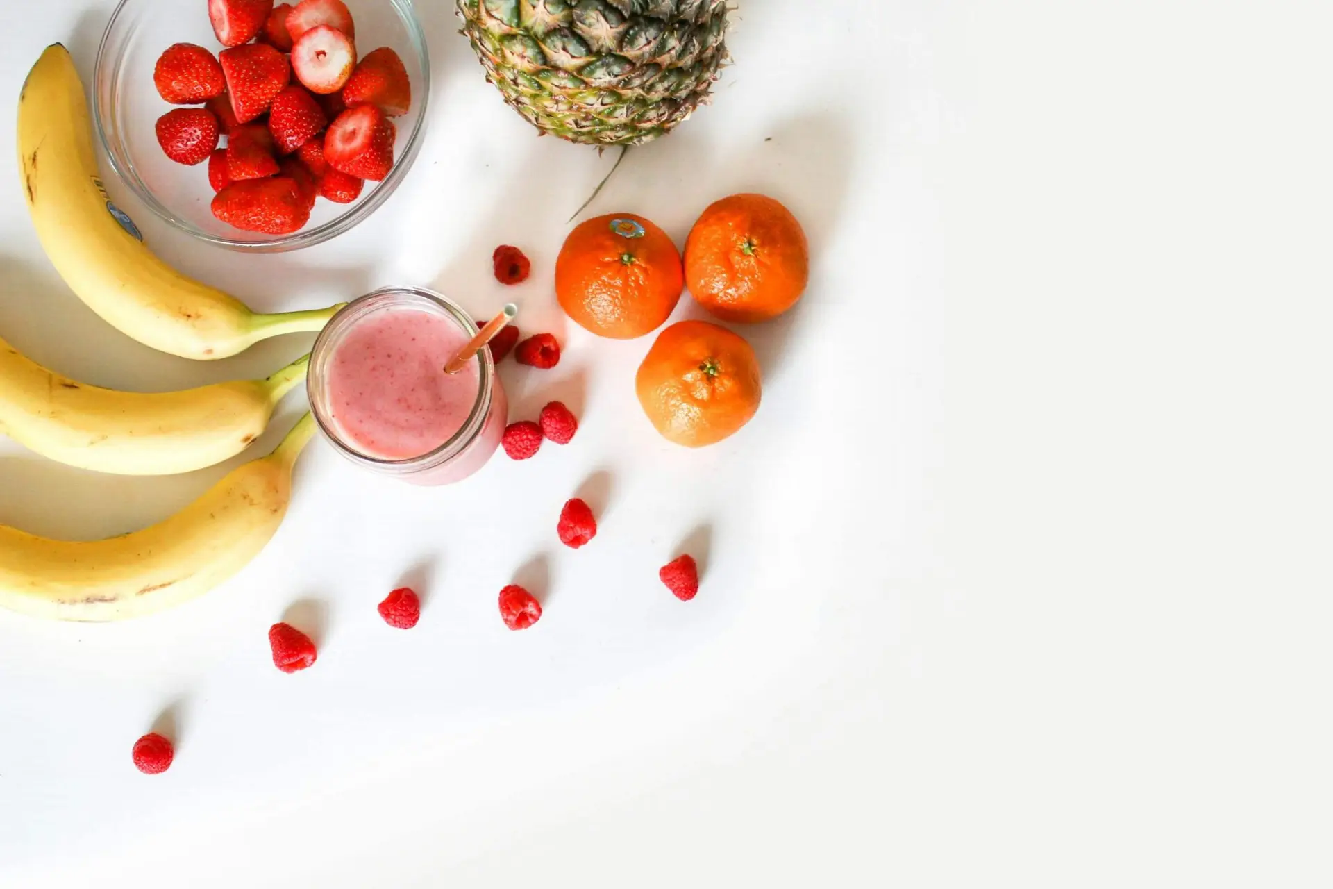 fruit smoothie with bananas and raspberries