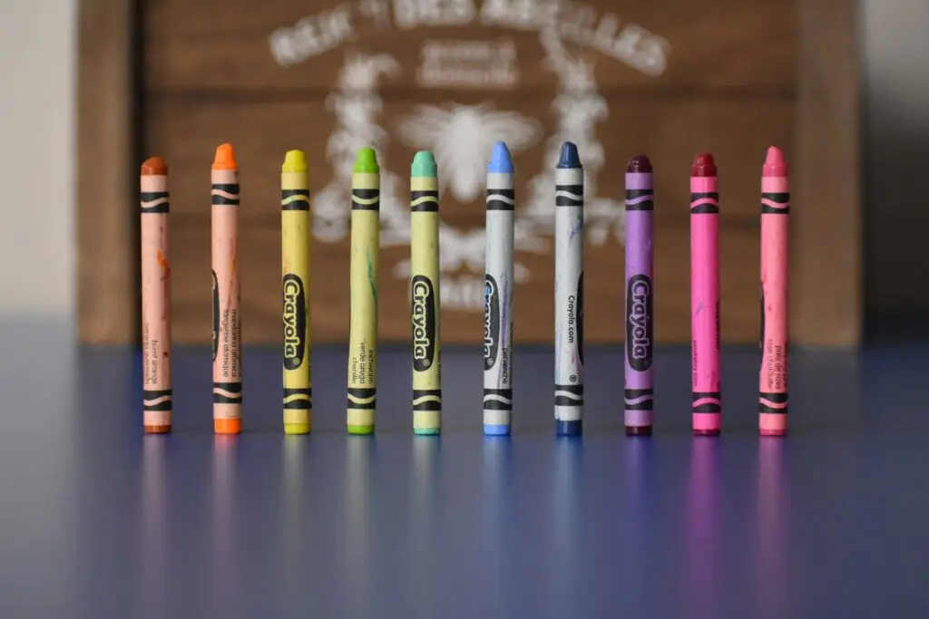 different colors of crayons