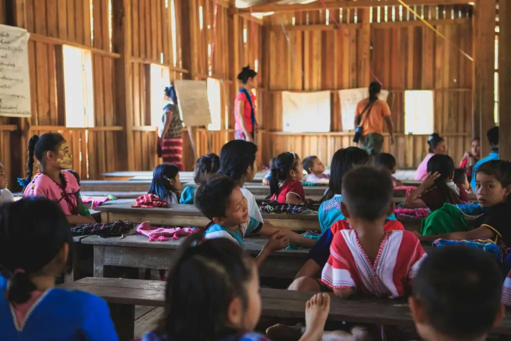 kids in asia learning in a classroom