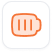 An orange and white rounded square icon features a stylized fist, resembling an emoji. The fist is centered with three vertical lines, set against a light background.