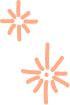 Two simple, stylized starburst shapes in a light peach color on a transparent background, arranged with one smaller star at the top left and a larger star at the bottom right.