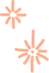 Two simple, stylized starburst shapes in a light peach color on a transparent background, arranged with one smaller star at the top left and a larger star at the bottom right.