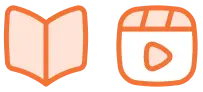 An icon of an open book titled Understanding Technology sits next to a video player icon, symbolizing Teen Mental Health discussions. Both are outlined in orange.