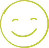 A yellow smiley face with closed eyes and a wide smile on a transparent background, symbolizing the harmony of understanding technology and its impact on teen mental health.