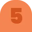 An orange circular shape with a flat bottom like a dome symbolizes the fusion of understanding technology and teen mental health, featuring the number 5 in a slightly darker orange shade at its center.