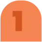 An orange tombstone-shaped icon, reminiscent of modern tech aesthetics, features the number 1 in a slightly darker shade at its center, symbolizing our first step towards understanding technologys impact on teen mental health.