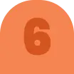 Orange circle with a darker orange number 6 in the center, symbolizing the intersection of teen mental health and understanding technology.