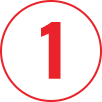 A bold red number 1 is centered inside a thin red circle on a white background.