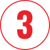 A large red number 3 is centered within a thin red circle on a light gray background.