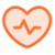 An orange heart icon with a white background. Inside the heart is a stylized zigzag line, resembling an electrocardiogram (ECG) reading, symbolizing health or heartbeat monitoring.