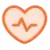 An orange heart icon with a white background. Inside the heart is a stylized zigzag line, resembling an electrocardiogram (ECG) reading, symbolizing health or heartbeat monitoring.